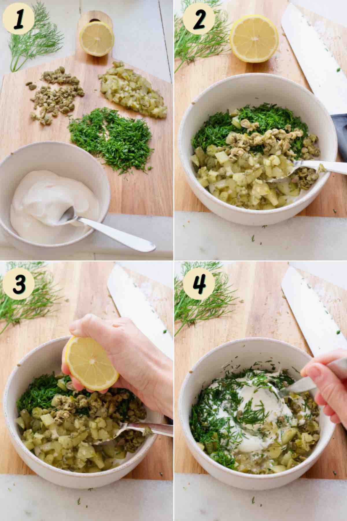 Process of making tartare sauce.