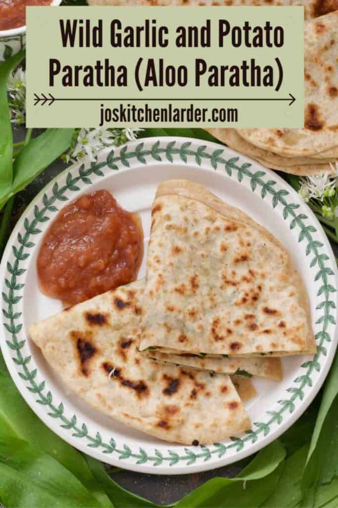 Paratha served on a plate with chutney.