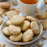 Close up of a plate with ammonia cookies.