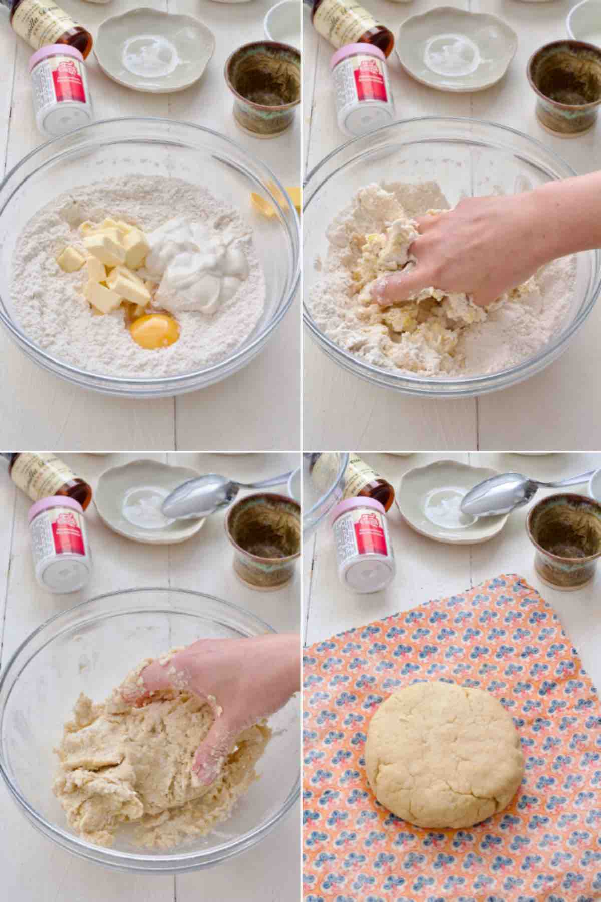Process of making ammonia cookies dough by hand.
