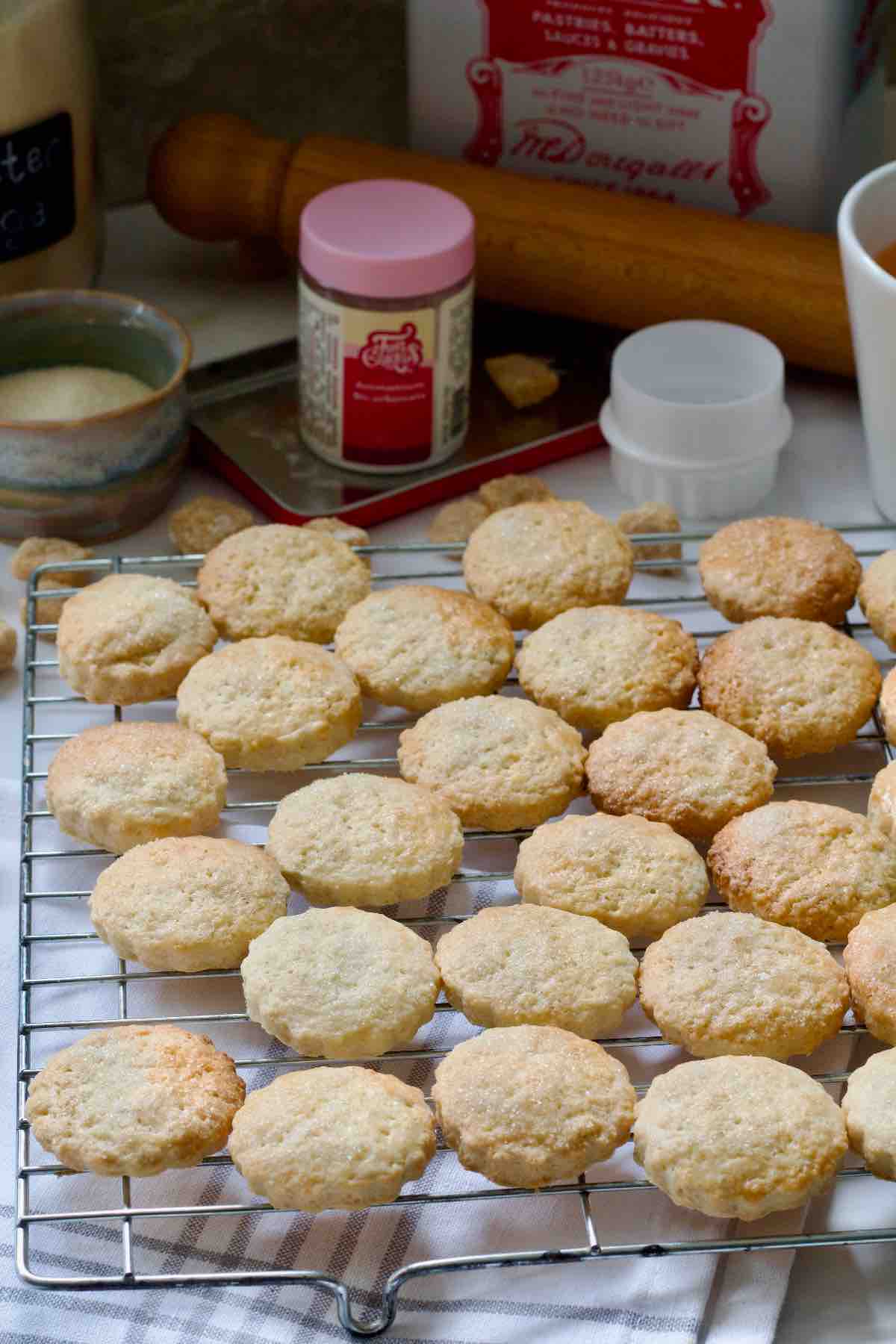 Ammonia cookies on a cooling rack.