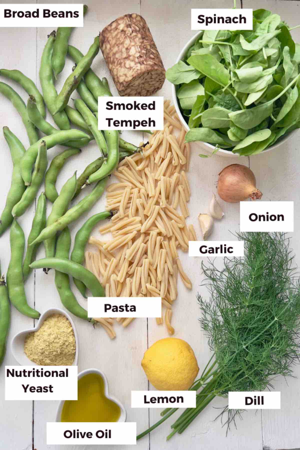 Ingredients for making brand bean pasta.