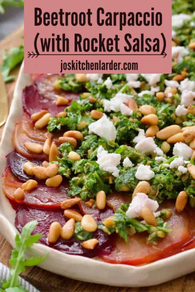 Close up of beetroot carpaccio.