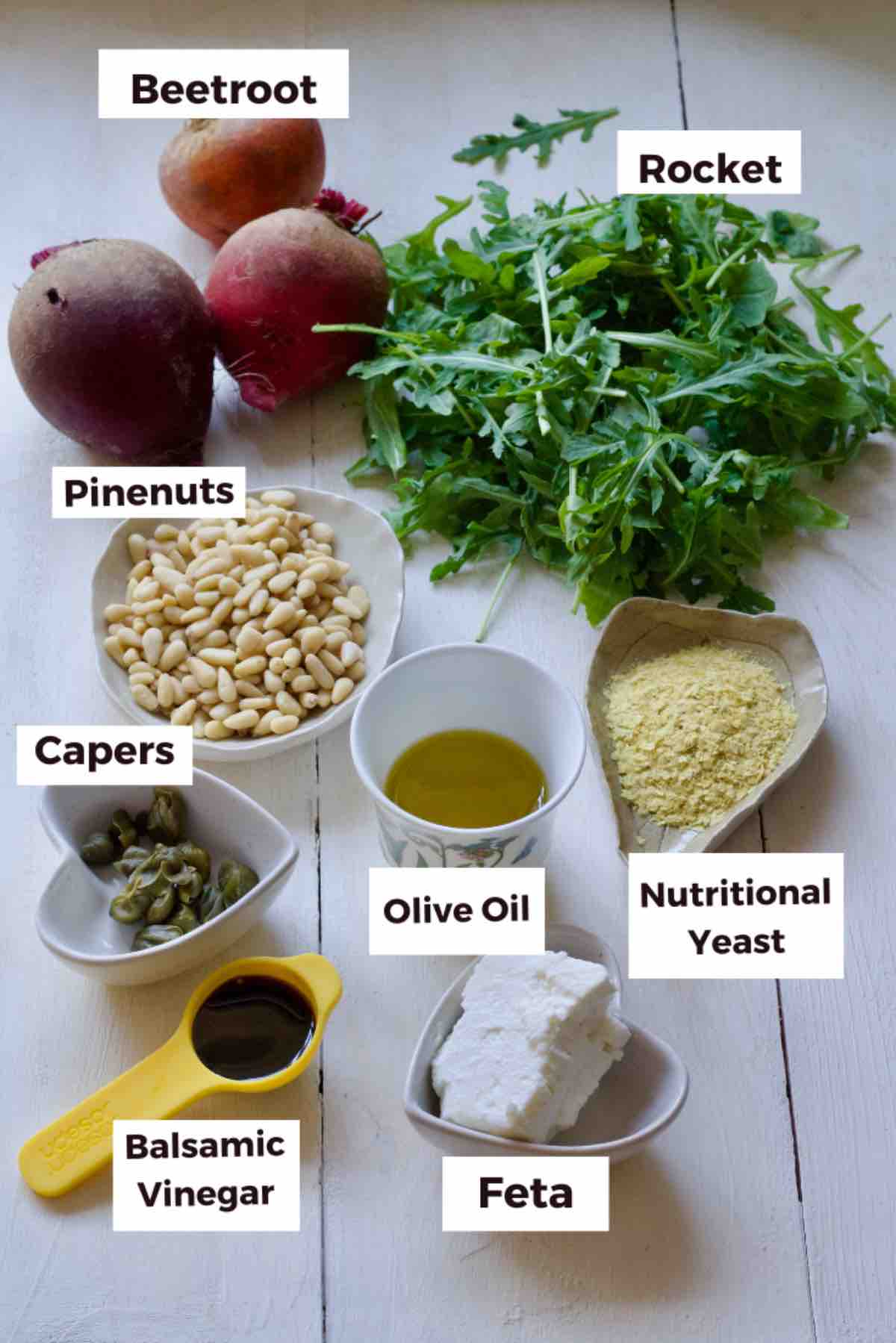 Ingredients for making beetroot carpaccio.