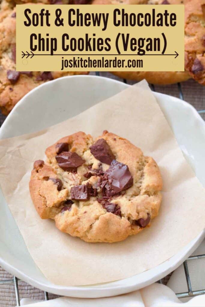 Chocolate chip cookie on a small plate.